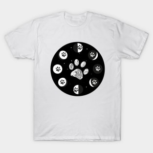 Paw print and moon phases T-Shirt